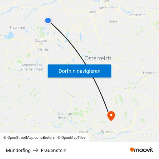 Munderfing to Frauenstein map