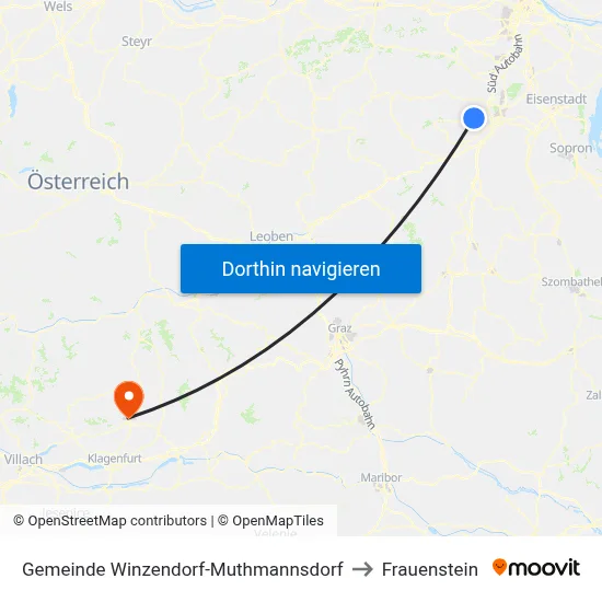 Gemeinde Winzendorf-Muthmannsdorf to Frauenstein map