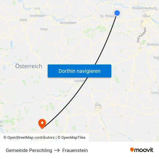 Gemeinde Perschling to Frauenstein map
