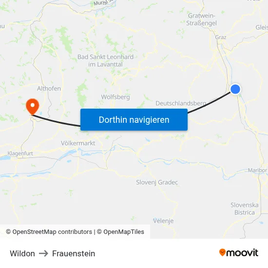 Wildon to Frauenstein map