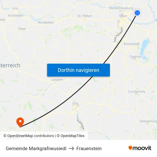 Gemeinde Markgrafneusiedl to Frauenstein map