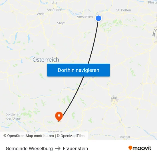Gemeinde Wieselburg to Frauenstein map