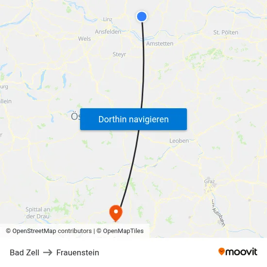 Bad Zell to Frauenstein map