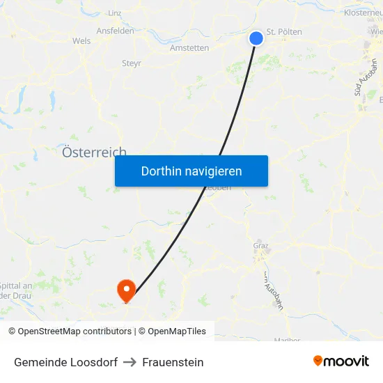 Gemeinde Loosdorf to Frauenstein map