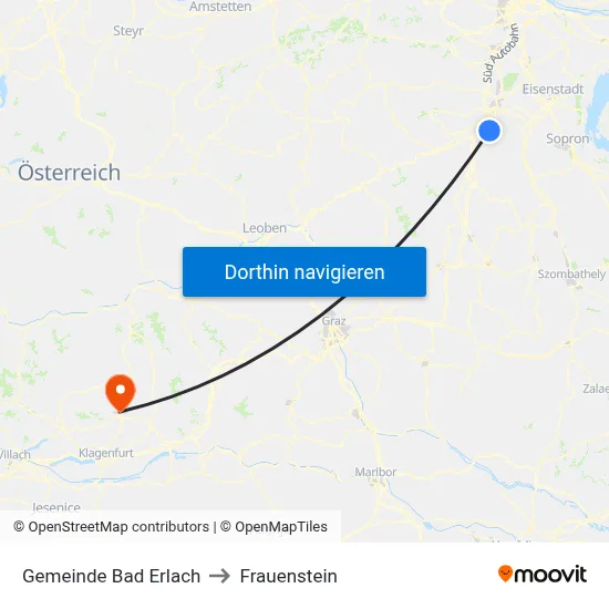 Gemeinde Bad Erlach to Frauenstein map