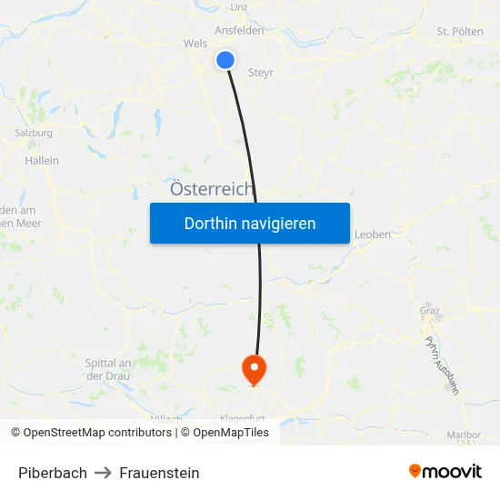 Piberbach to Frauenstein map