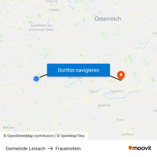 Gemeinde Leisach to Frauenstein map