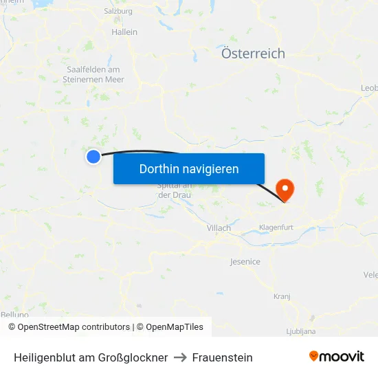 Heiligenblut am Großglockner to Frauenstein map