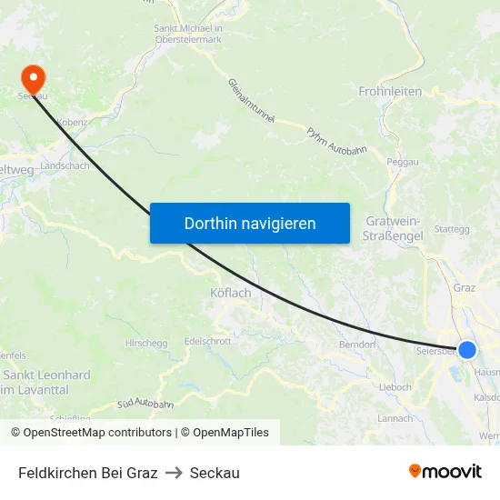 Feldkirchen Bei Graz to Seckau map