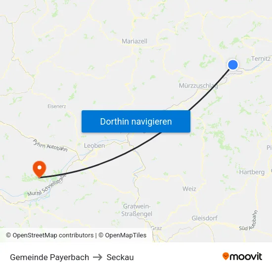 Gemeinde Payerbach to Seckau map