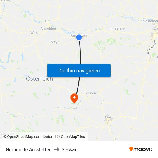 Gemeinde Amstetten to Seckau map