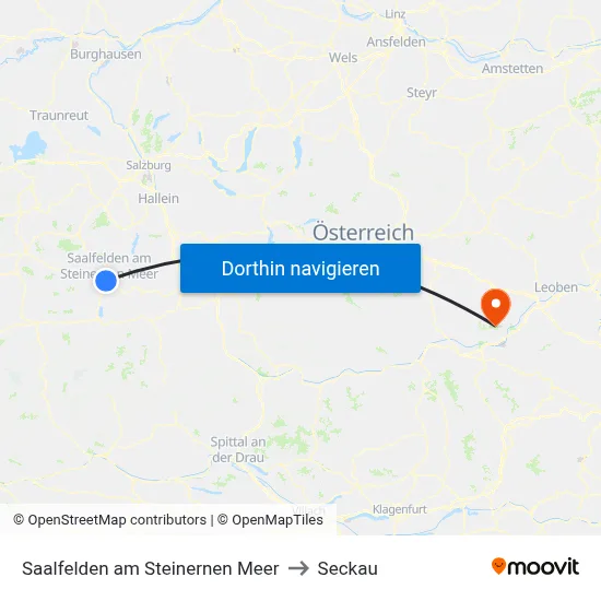 Saalfelden am Steinernen Meer to Seckau map