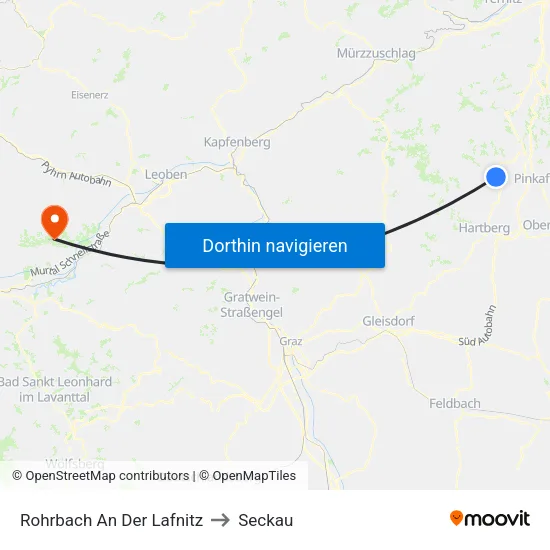 Rohrbach An Der Lafnitz to Seckau map