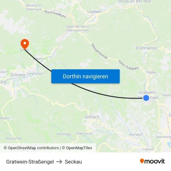 Gratwein-Straßengel to Seckau map