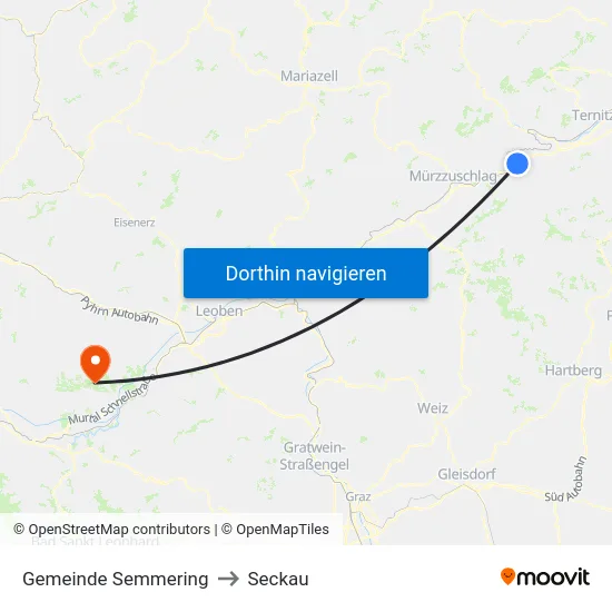 Gemeinde Semmering to Seckau map