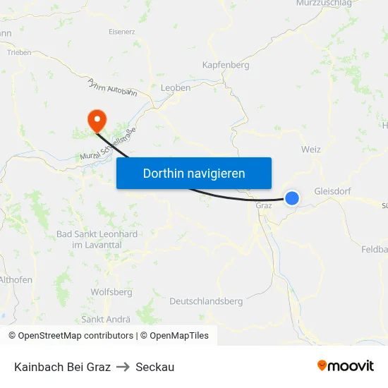 Kainbach Bei Graz to Seckau map