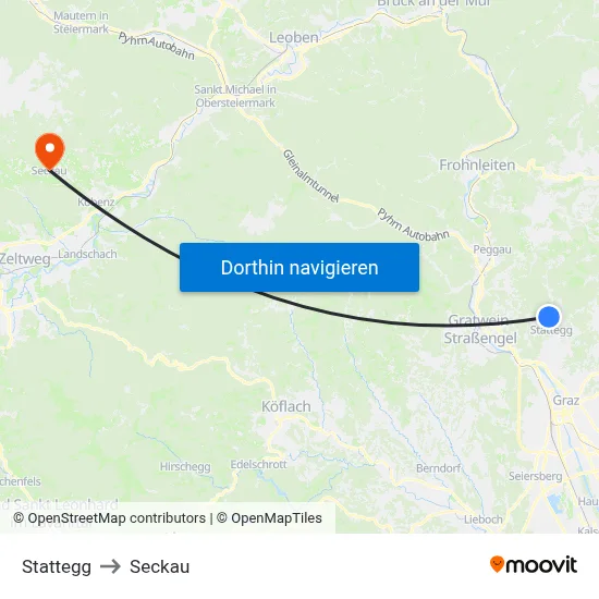 Stattegg to Seckau map