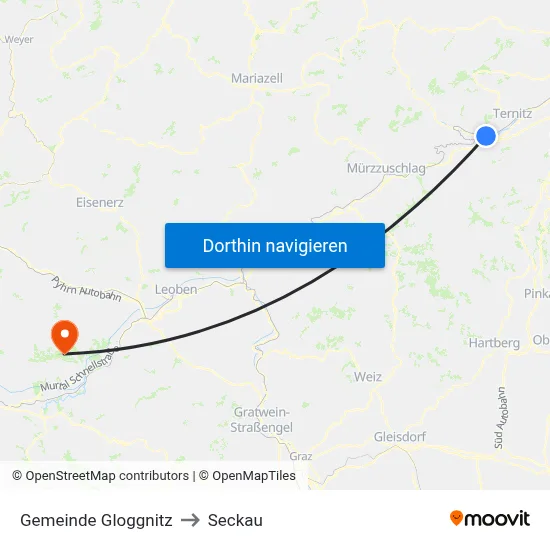 Gemeinde Gloggnitz to Seckau map