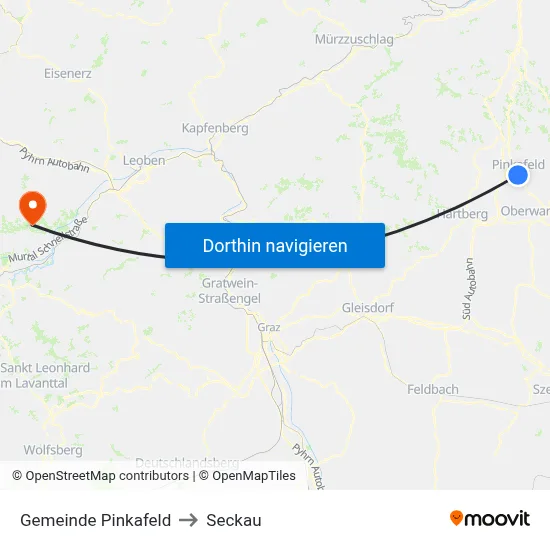 Gemeinde Pinkafeld to Seckau map