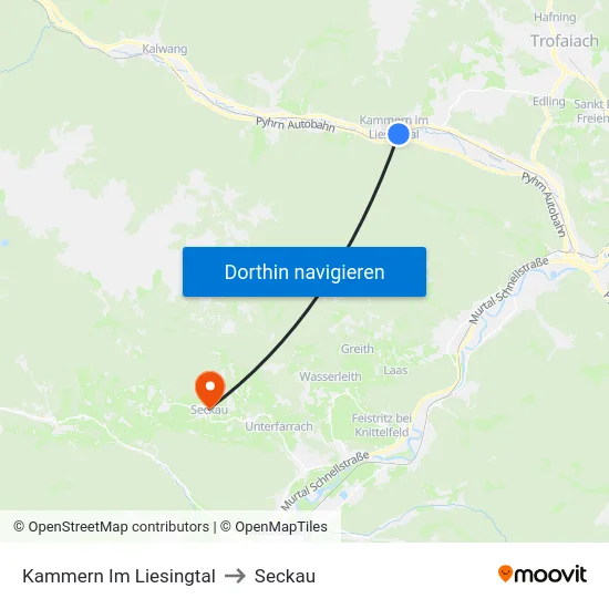 Kammern Im Liesingtal to Seckau map