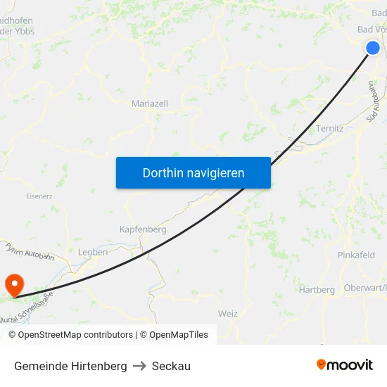 Gemeinde Hirtenberg to Seckau map