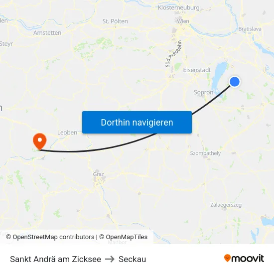 Sankt Andrä am Zicksee to Seckau map