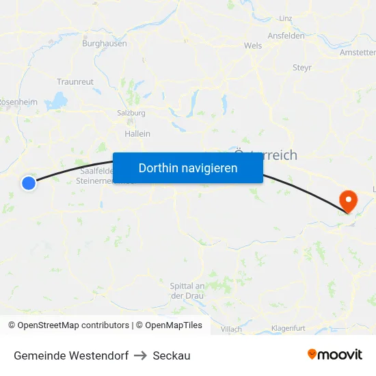 Gemeinde Westendorf to Seckau map