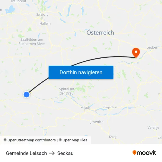 Gemeinde Leisach to Seckau map