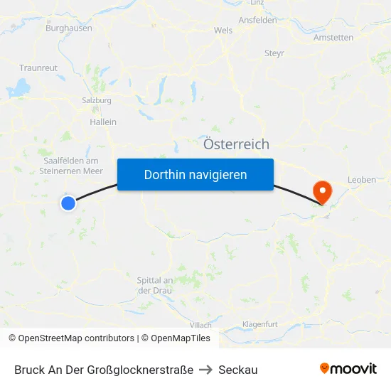 Bruck An Der Großglocknerstraße to Seckau map