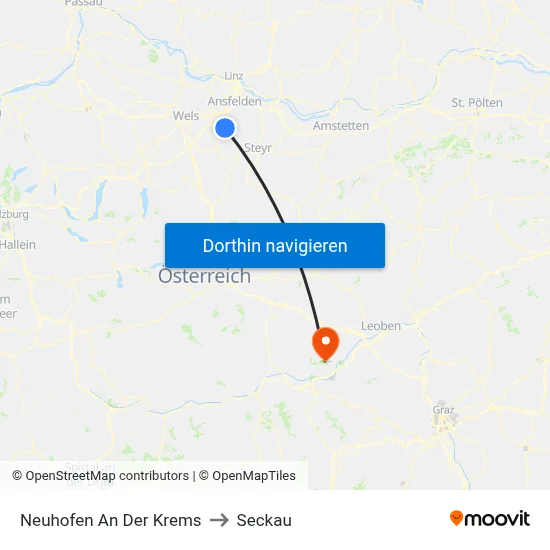 Neuhofen An Der Krems to Seckau map