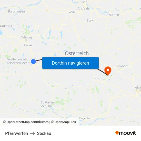 Pfarrwerfen to Seckau map