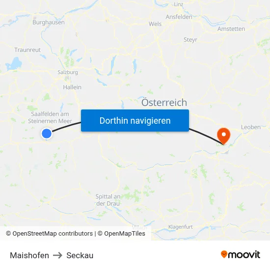 Maishofen to Seckau map