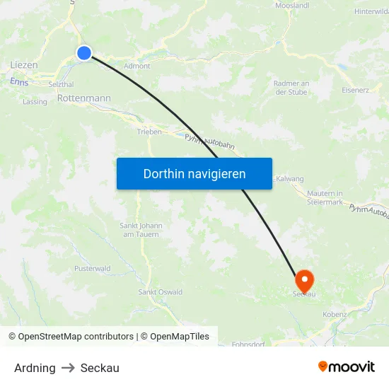 Ardning to Seckau map