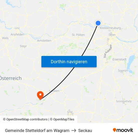 Gemeinde Stetteldorf am Wagram to Seckau map