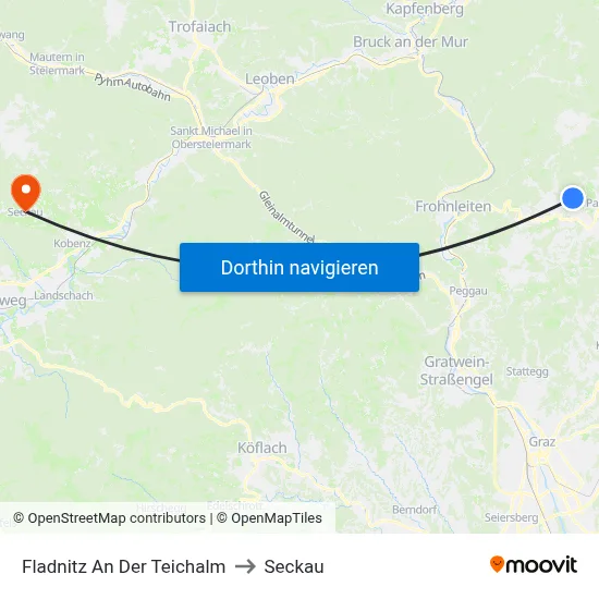 Fladnitz An Der Teichalm to Seckau map