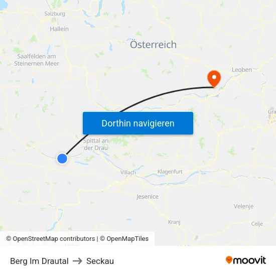 Berg Im Drautal to Seckau map