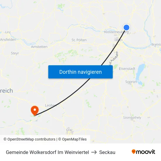 Gemeinde Wolkersdorf Im Weinviertel to Seckau map