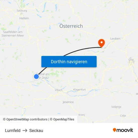 Lurnfeld to Seckau map