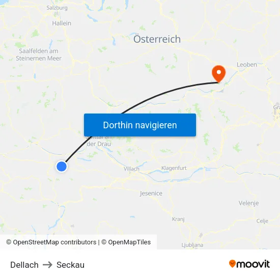 Dellach to Seckau map