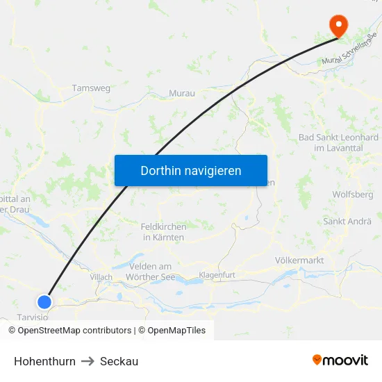 Hohenthurn to Seckau map