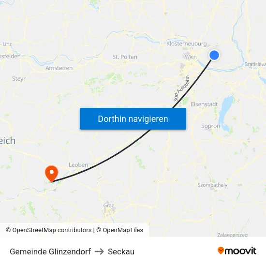 Gemeinde Glinzendorf to Seckau map