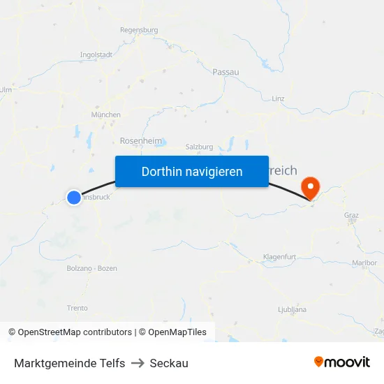 Marktgemeinde Telfs to Seckau map
