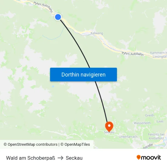 Wald am Schoberpaß to Seckau map