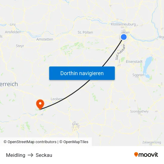 Meidling to Seckau map