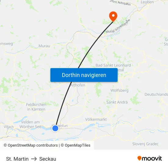 St. Martin to Seckau map