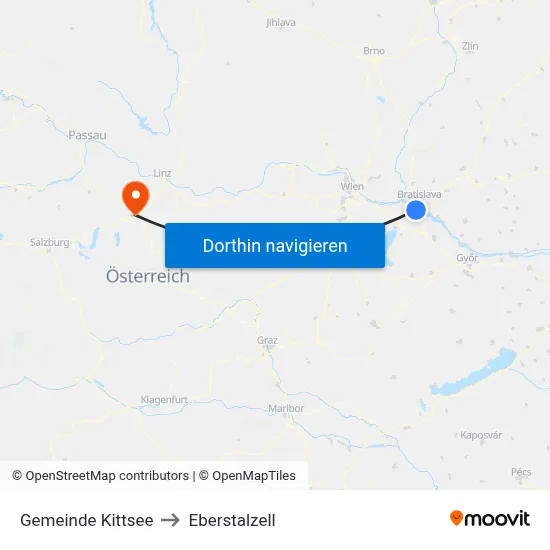 Gemeinde Kittsee to Eberstalzell map