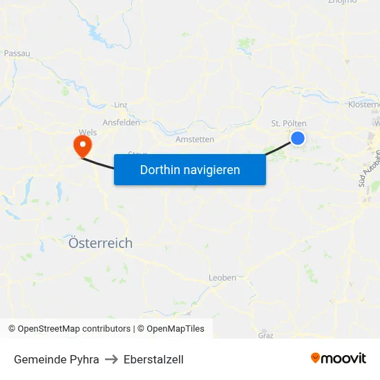 Gemeinde Pyhra to Eberstalzell map