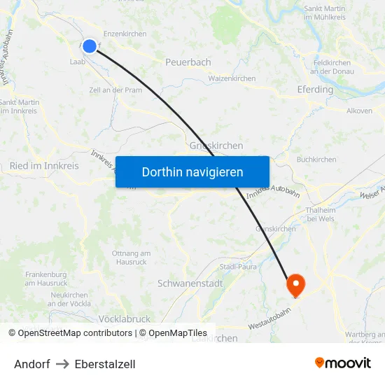 Andorf to Eberstalzell map
