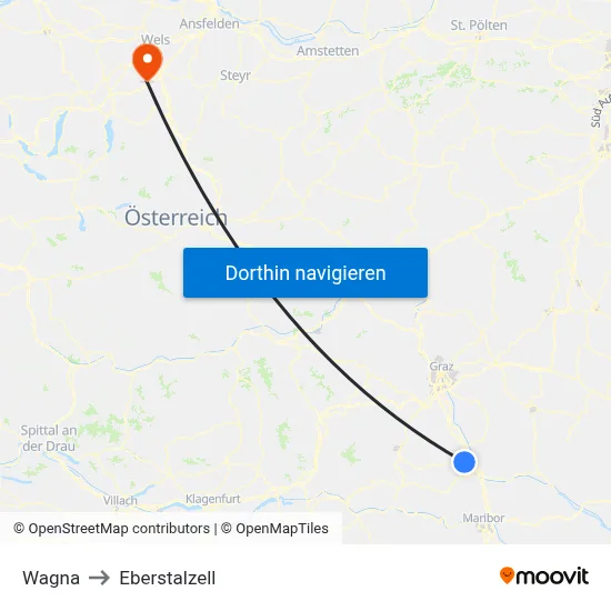 Wagna to Eberstalzell map