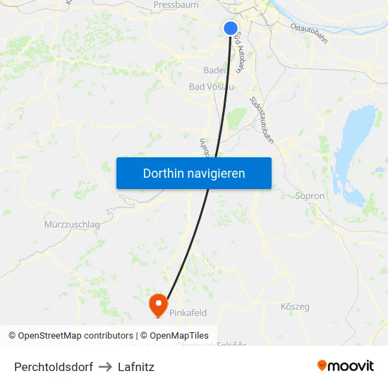 Perchtoldsdorf to Lafnitz map